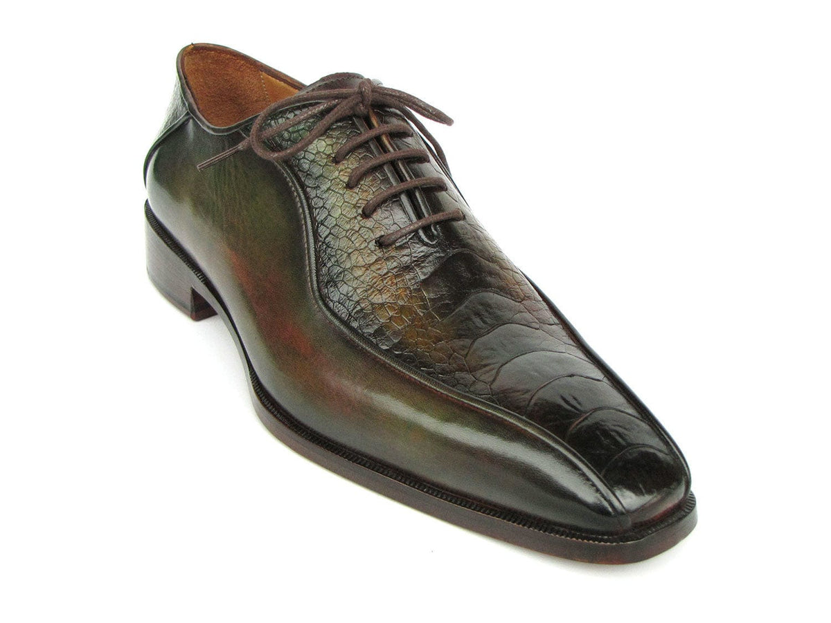 PAUL PARKMAN Shoes Paul Parkman Green Genuine Ostrich Leg Bicycle Toe Oxfords (ID#94DLGRN)