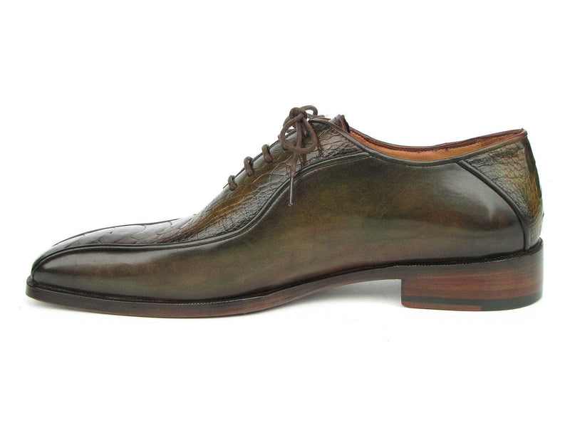 PAUL PARKMAN Shoes Paul Parkman Green Genuine Ostrich Leg Bicycle Toe Oxfords (ID#94DLGRN)