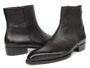 PAUL PARKMAN Shoes Paul Parkman Men's Black Floater Leather Side Zipper Boots (ID#BT6499-BLK)