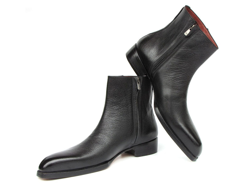 PAUL PARKMAN Shoes Paul Parkman Men's Black Floater Leather Side Zipper Boots (ID#BT6499-BLK)