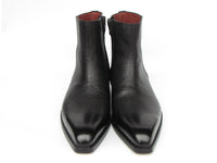 PAUL PARKMAN Shoes Paul Parkman Men's Black Floater Leather Side Zipper Boots (ID#BT6499-BLK)