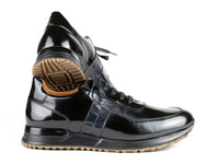 PAUL PARKMAN Shoes Paul Parkman Men's Black Polished Leather Sneakers (ID#LP208BLK)