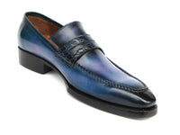 PAUL PARKMAN Shoes Paul Parkman Men's Blue Patina Handmade Loafers (ID#6944-BLU)