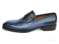 PAUL PARKMAN Shoes Paul Parkman Men's Blue Patina Handmade Loafers (ID#6944-BLU)