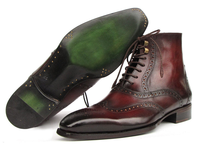 PAUL PARKMAN Shoes Paul Parkman Men's Bordeaux Burnished Leather Goodyear Welted Wingtip Boots (ID#BT4861-BRD)