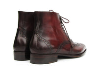 PAUL PARKMAN Shoes Paul Parkman Men's Bordeaux Burnished Leather Goodyear Welted Wingtip Boots (ID#BT4861-BRD)