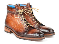 PAUL PARKMAN Shoes Paul Parkman Men's Brown Croco Embossed Leather Boots (12811-BRW)