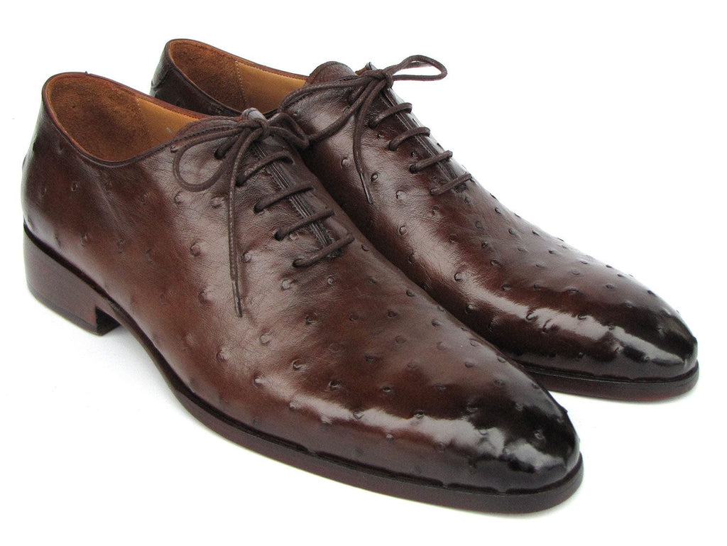 PAUL PARKMAN Shoes Paul Parkman Men's Brown Genuine Ostrich Oxford Shoes (ID#9475-85)