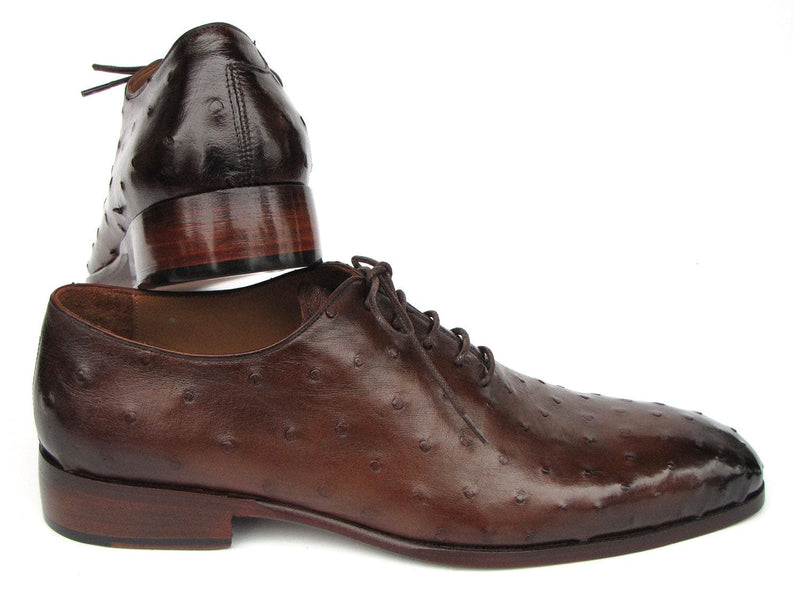 PAUL PARKMAN Shoes Paul Parkman Men's Brown Genuine Ostrich Oxford Shoes (ID#9475-85)