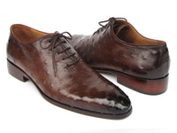 PAUL PARKMAN Shoes Paul Parkman Men's Brown Genuine Ostrich Oxford Shoes (ID#9475-85)