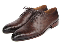 PAUL PARKMAN Shoes Paul Parkman Men's Brown Genuine Ostrich Oxford Shoes (ID#9475-85)