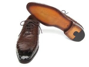 PAUL PARKMAN Shoes Paul Parkman Men's Brown Genuine Ostrich Oxford Shoes (ID#9475-85)