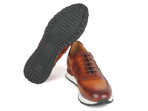 PAUL PARKMAN Shoes Paul Parkman Men's Brown Hand-Painted Sneakers (ID#LP208BRW)