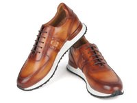 PAUL PARKMAN Shoes Paul Parkman Men's Brown Hand-Painted Sneakers (ID#LP208BRW)