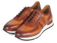 PAUL PARKMAN Shoes Paul Parkman Men's Brown Hand-Painted Sneakers (ID#LP208BRW)