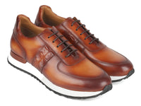 PAUL PARKMAN Shoes Paul Parkman Men's Brown Hand-Painted Sneakers (ID#LP208BRW)