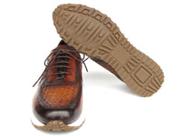 PAUL PARKMAN Shoes Paul Parkman Men's Brown Hand-Painted Woven Leather Sneakers (ID#LW205BRW)