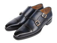 PAUL PARKMAN Shoes Paul Parkman Men's Goodyear Welted Double Monkstrap Shoes Navy (ID#9468-NVY)