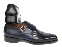 PAUL PARKMAN Shoes Paul Parkman Men's Goodyear Welted Double Monkstrap Shoes Navy (ID#9468-NVY)