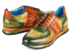 PAUL PARKMAN Shoes Paul Parkman Men's Green & Brown Patina Sneakers (ID#LP207GRB)