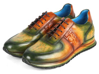 PAUL PARKMAN Shoes Paul Parkman Men's Green & Brown Patina Sneakers (ID#LP207GRB)