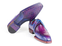 PAUL PARKMAN Shoes Paul Parkman Men's Hand-Welted Blue & Purple Leather Derby Shoes (ID#326G19)