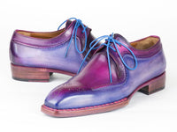 PAUL PARKMAN Shoes Paul Parkman Men's Hand-Welted Blue & Purple Leather Derby Shoes (ID#326G19)