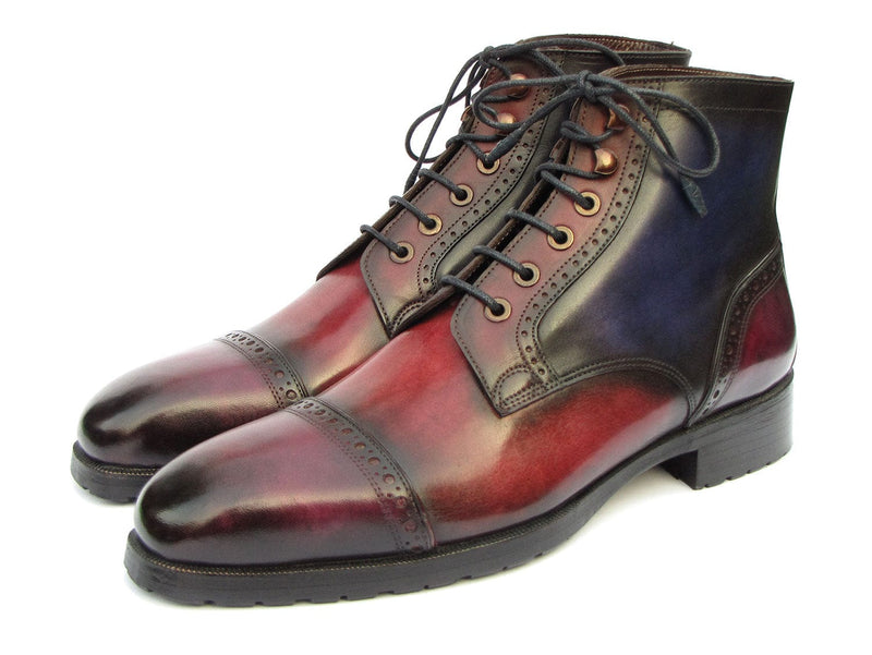 PAUL PARKMAN Shoes Paul Parkman Men's Multicolor Hand-Painted Cap Toe Boots (ID#BT9566-MLT)