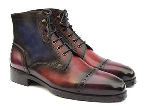 PAUL PARKMAN Shoes Paul Parkman Men's Multicolor Hand-Painted Cap Toe Boots (ID#BT9566-MLT)