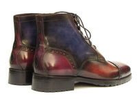 PAUL PARKMAN Shoes Paul Parkman Men's Multicolor Hand-Painted Cap Toe Boots (ID#BT9566-MLT)