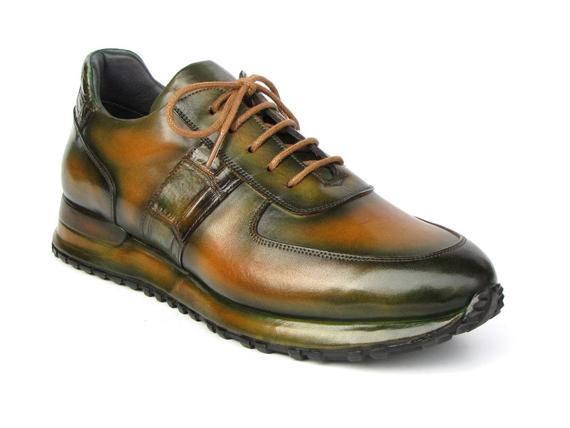 PAUL PARKMAN Shoes Paul Parkman Men's Olive Green Hand-Painted Sneakers (ID#LP208GRN)