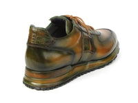 PAUL PARKMAN Shoes Paul Parkman Men's Olive Green Hand-Painted Sneakers (ID#LP208GRN)