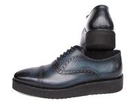 PAUL PARKMAN Shoes Paul Parkman Men's Smart Casual Cap Toe Oxford Shoes Navy Leather (ID#285-NVY-LTH)