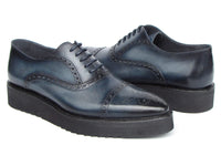 PAUL PARKMAN Shoes Paul Parkman Men's Smart Casual Cap Toe Oxford Shoes Navy Leather (ID#285-NVY-LTH)