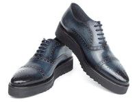 PAUL PARKMAN Shoes Paul Parkman Men's Smart Casual Cap Toe Oxford Shoes Navy Leather (ID#285-NVY-LTH)