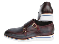 PAUL PARKMAN Shoes Paul Parkman Men's Smart Casual Monkstraps Blue & Bordeaux Patina (ID#189-BLU-BRD)