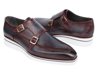 PAUL PARKMAN Shoes Paul Parkman Men's Smart Casual Monkstraps Blue & Bordeaux Patina (ID#189-BLU-BRD)