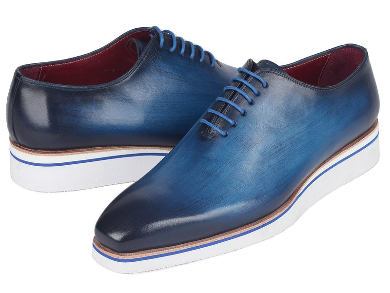 PAUL PARKMAN Shoes Paul Parkman Men's Smart Casual Wholecut Oxfords Blue (ID#191-BLU)