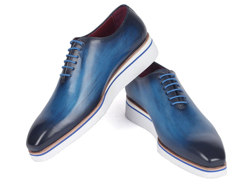 PAUL PARKMAN Shoes Paul Parkman Men's Smart Casual Wholecut Oxfords Blue (ID#191-BLU)