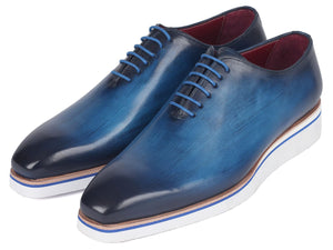 PAUL PARKMAN Shoes Paul Parkman Men's Smart Casual Wholecut Oxfords Blue (ID#191-BLU)