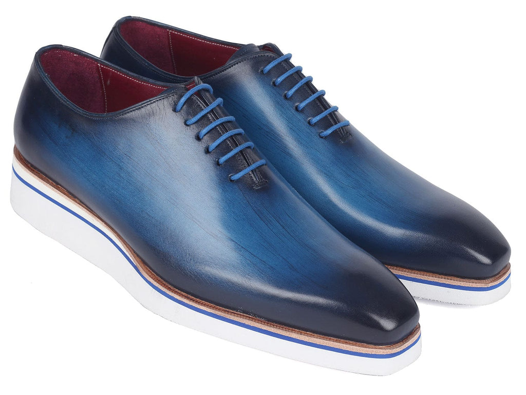 PAUL PARKMAN Shoes Paul Parkman Men's Smart Casual Wholecut Oxfords Blue (ID#191-BLU)