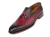 PAUL PARKMAN Shoes Paul Parkman Men's Woven Leather Tassel Loafers Burgundy (ID#WVN88-BUR)