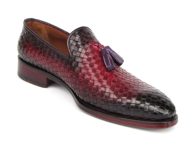 PAUL PARKMAN Shoes Paul Parkman Men's Woven Leather Tassel Loafers Burgundy (ID#WVN88-BUR)