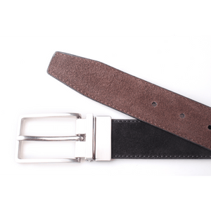 PX Clothing Men's Belt Miles Reversible Suede Leather 3.5 CM Belt