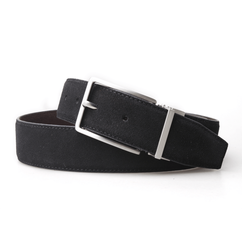 PX Clothing Men's Belt Miles Reversible Suede Leather 3.5 CM Belt