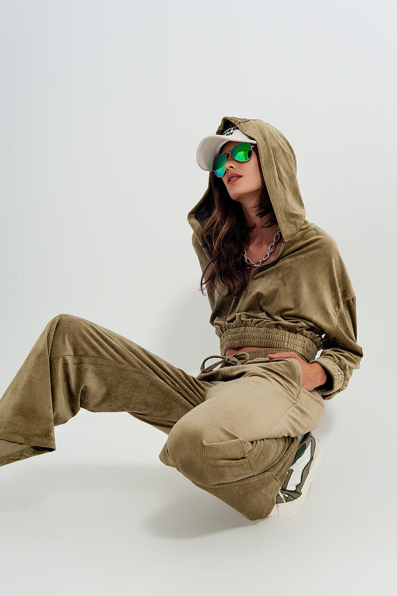 Q2 Apparel & Accessories > Clothing > Pants Jogger with Drawstring Waist in Green