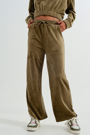 Q2 Apparel & Accessories > Clothing > Pants Jogger with Drawstring Waist in Green