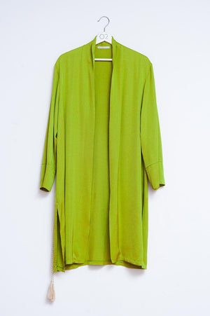 Q2 Coats and Jackets One Size / Green / China Satin kimono in green