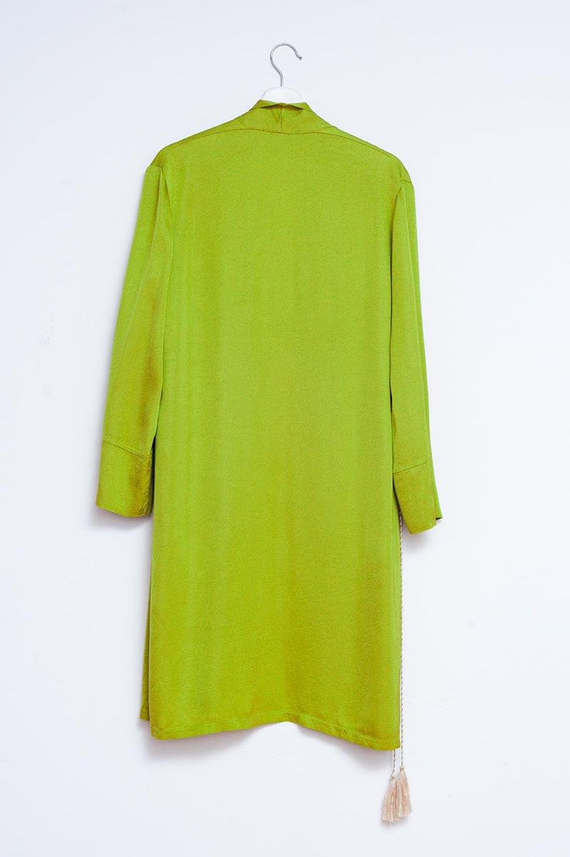 Q2 Coats and Jackets One Size / Green / China Satin kimono in green