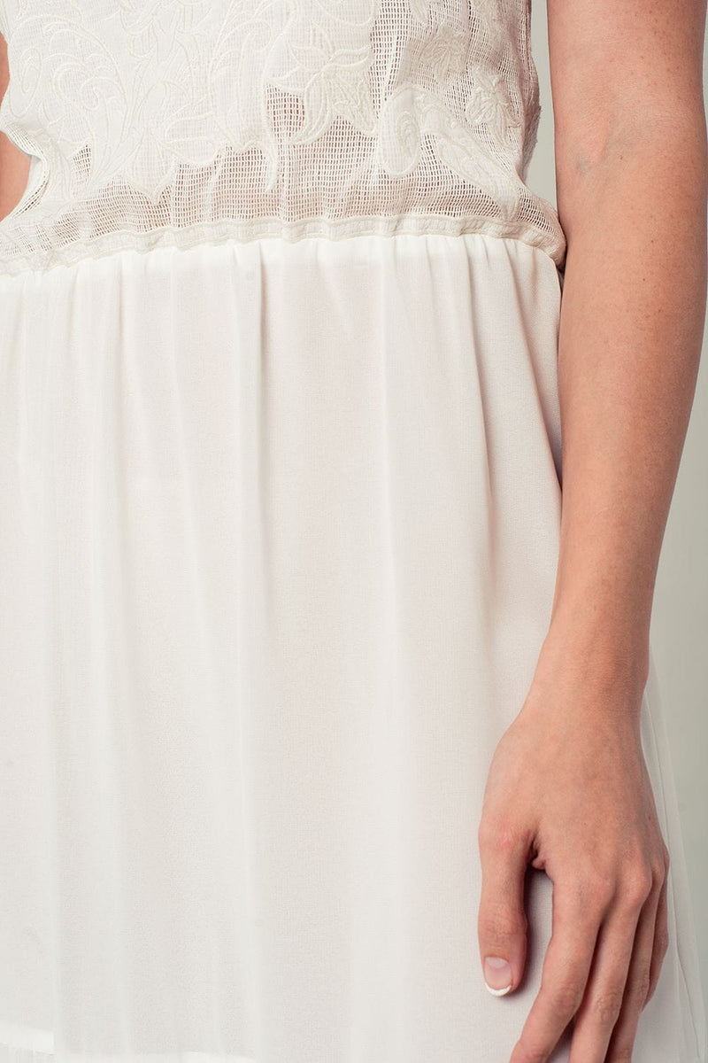 Q2 Dresses Crochet detail dress in white
